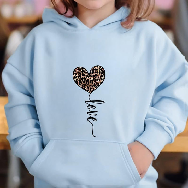Hoodie Mädchen Kapuzenpullover Leopard Drucke Sweatshirt mit Kapuzen Casual Baumwolle Pullover Langa