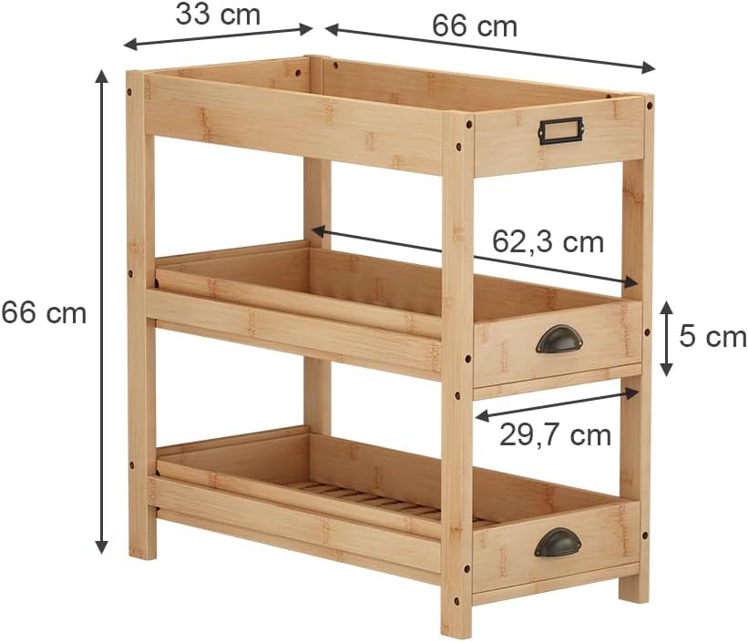Vicco Aufbewahrungsregal Legum, Stauraumregal, Bambus, 66 x 66 cm mit 3 Ablagen Braun mit 3 Ablagen,