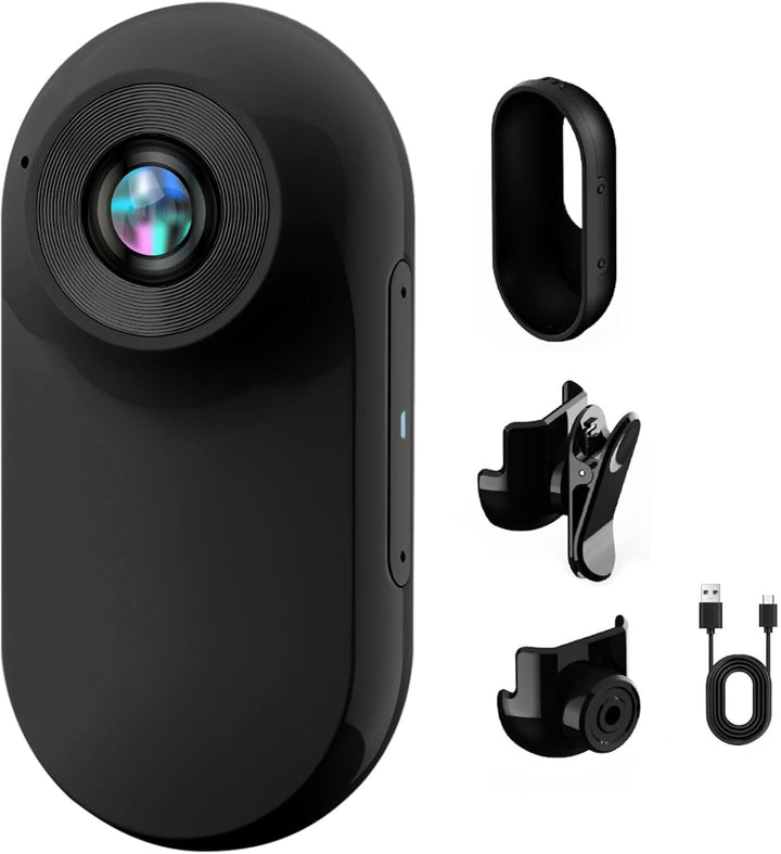 360° Action Kamera, Mini Action Cam1080P und 32 GB Speicherkarte Helmkamera, Magnetische Taschen-Dau