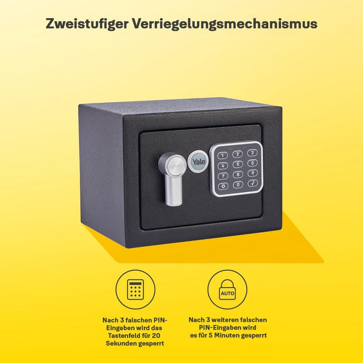 Yale Elektronischer Tresor - YSV/170/DB2 - Mini - Schwarz - Standardsicherheit Black Mini New Versio