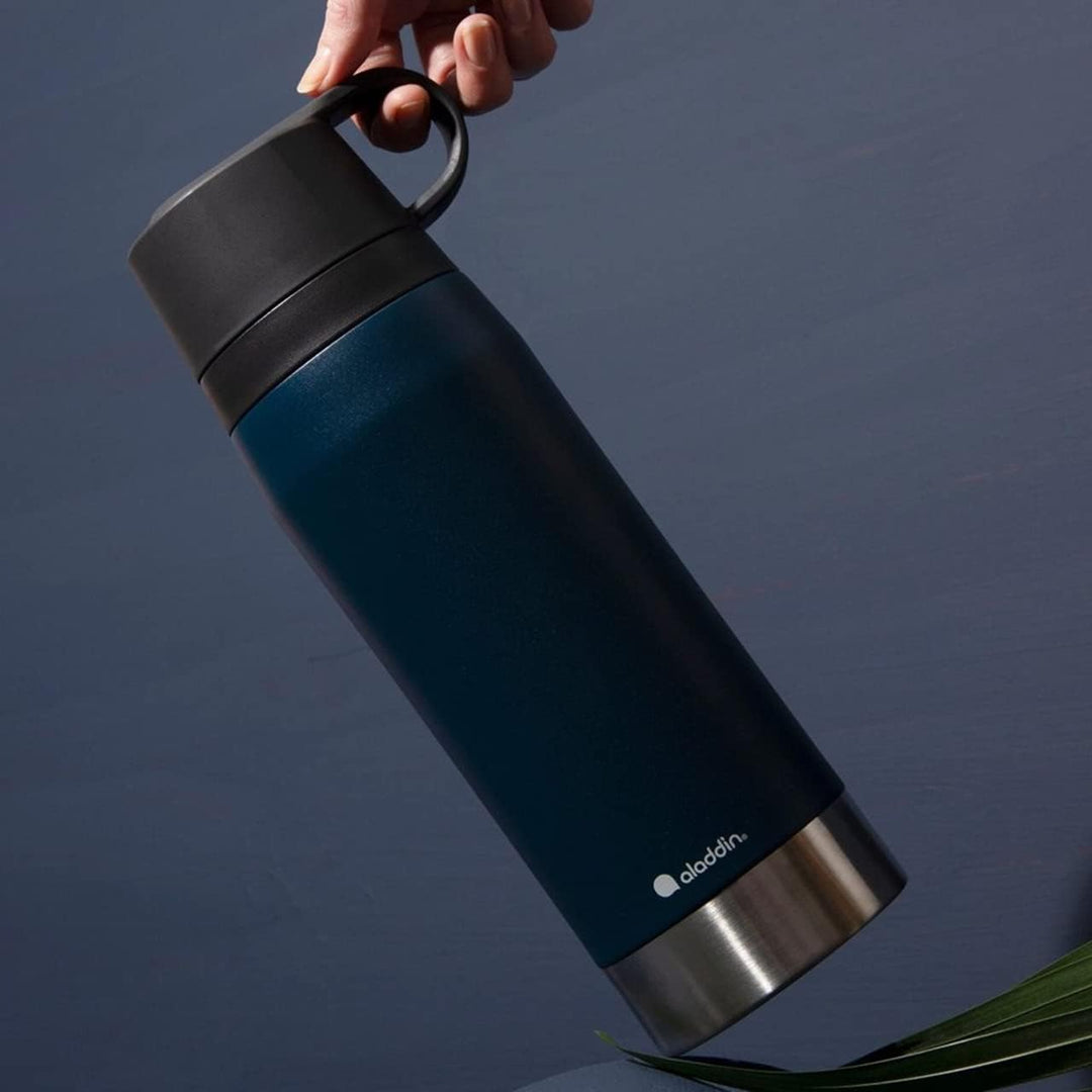 Aladdin CityPark Thermavac Twin Cup Bottle 1.1L Navy Blue – BPA FREE Stainless Steel Bottle with Bui