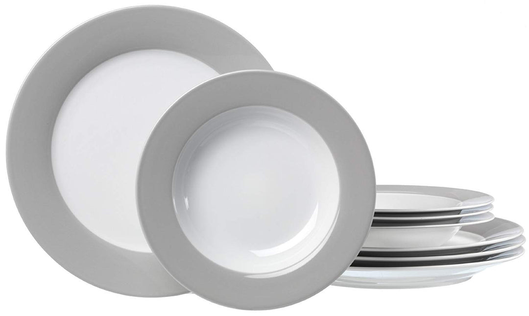 Ritzenhoff & Breker Tafelservice Doppio, 8-teilig, Porzellangeschirr, Grau Grau Tafelservice, Grau T