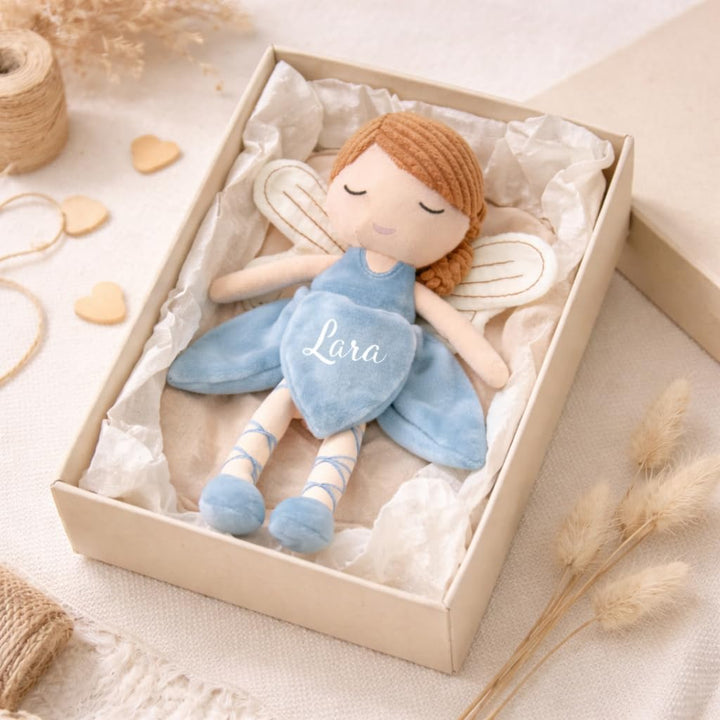 Kuscheltier Fee mit Name Personalisiert, Geschenk zur Geburt, Geschenk zur Taufe, Geschenk für 3 Jäh