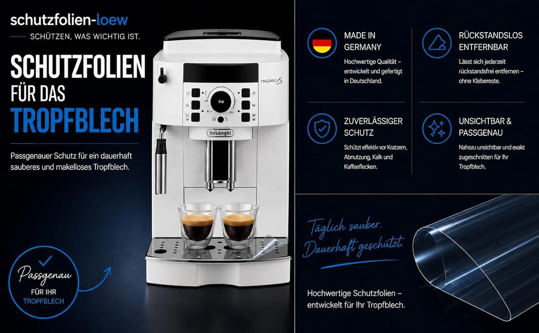 5 x Schutzfolie für Tropfblech DeLonghi Magnifica ECAM 20.116-20.116 - 21.116-21.117 - 21.118-22.105
