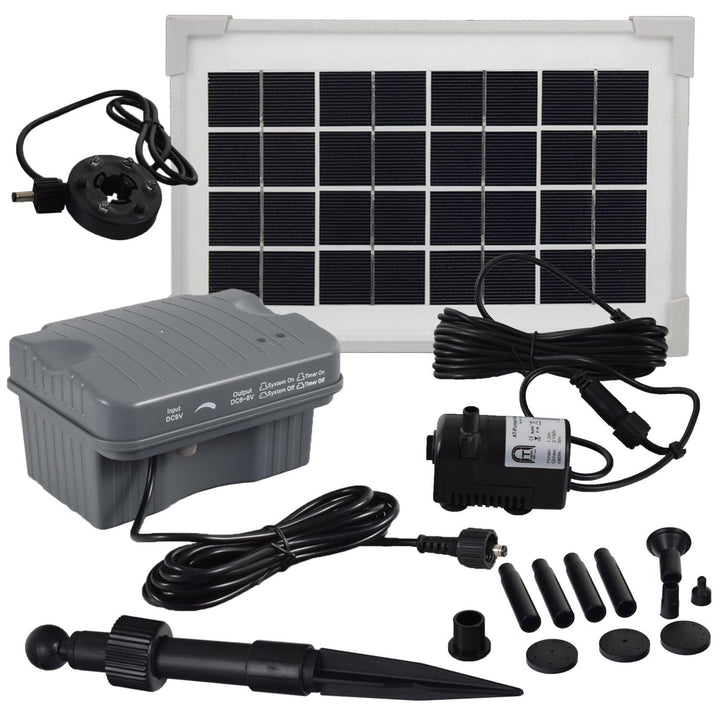 Agora-Tec® 3.5W-BL-Li Solar Teichpumpe 3.5 Watt monokristallin mit Lithium Fe Akku und 3 Fach LED Ri