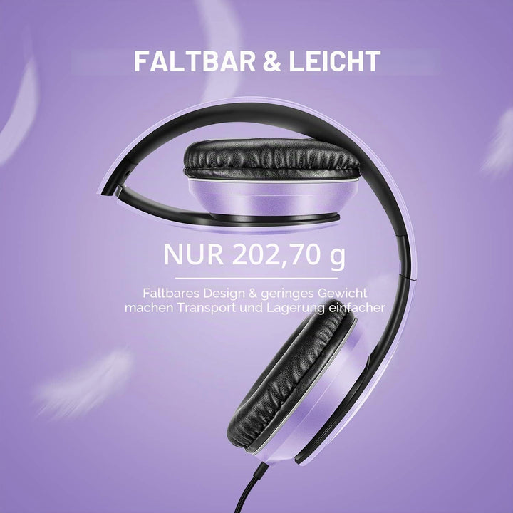 LORELEI X6 Over-Ear Headphones with Microphone, Lightweight Foldable & Portable Stereo Bass Headphon