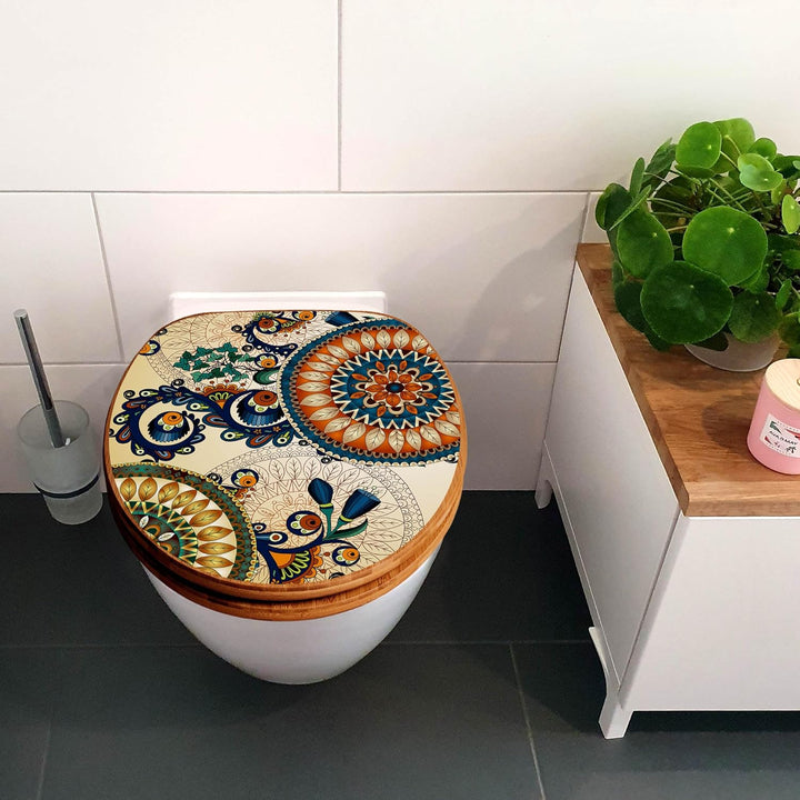 banjado Design WC Sitz Bambus Absenkautomatik 45,8x37,5cm - Toilettendeckel mit Absenkautomatik Holz