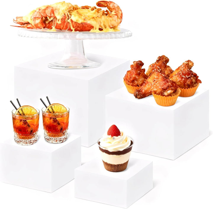Set von 4 Acryl Cube Kunststoff Cake Stand, 12.7/15.2/17.8/20.3cm Tortenständer Buffet Erhöhungen, E