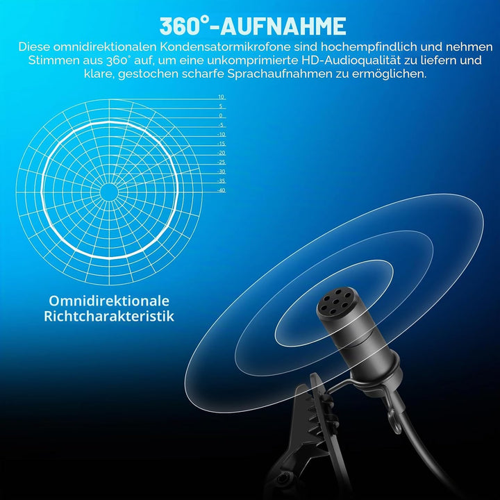 Neewer Lavalier-Ansteckmikrofon, kompatibel mit Rode Wireless GO II Wireless Pro DJI Wireless Mikrof