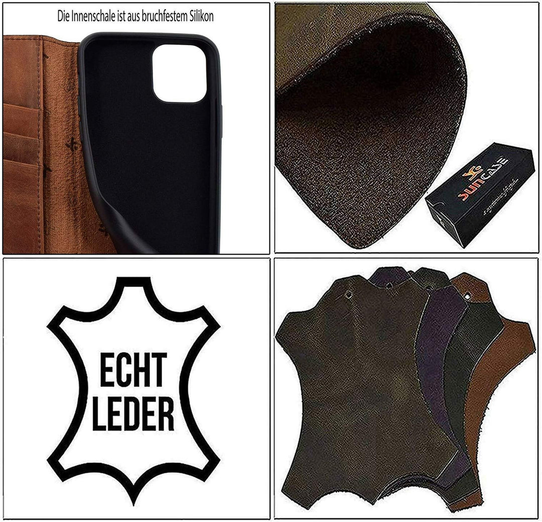 Suncase Book-Style Hülle kompatibel mit iPhone 11 (6.1 Zoll) Leder Tasche (Slim-Fit) Lederhülle Hand