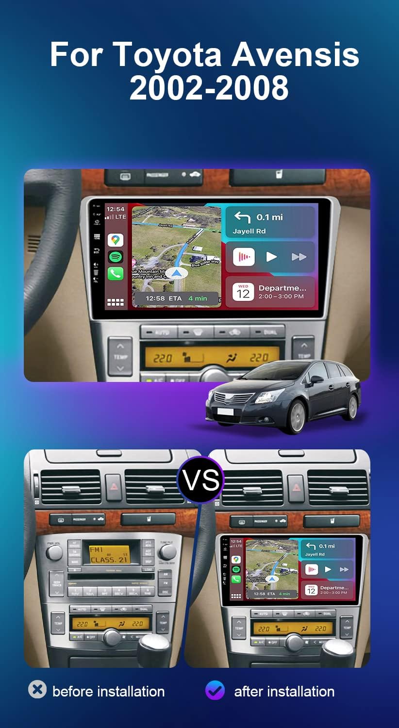 [6GB+128GB] Android 14 Autoradio für Toyota Avensis (2002-2008)-[Integriertes CarPlay/Android Auto/D