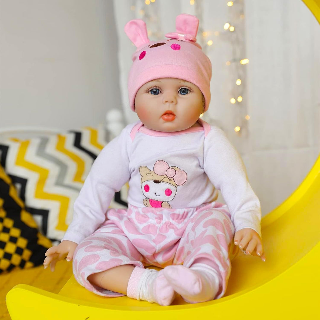 ZIYIUI 55cm 22Zoll Reborn Babypuppe wie Echtes Baby Weiche Silikon Vinyl echt Babypuppen Lebensechte