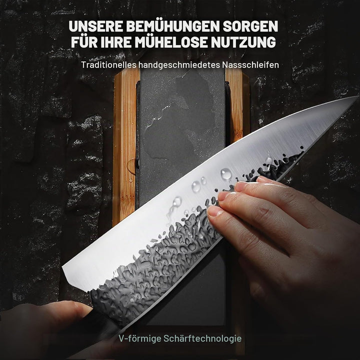 Purple Dragon Kochmesser Küchenmesser, scharfes Kochmesser mit ergonomischem Holzgriff zum Schneiden
