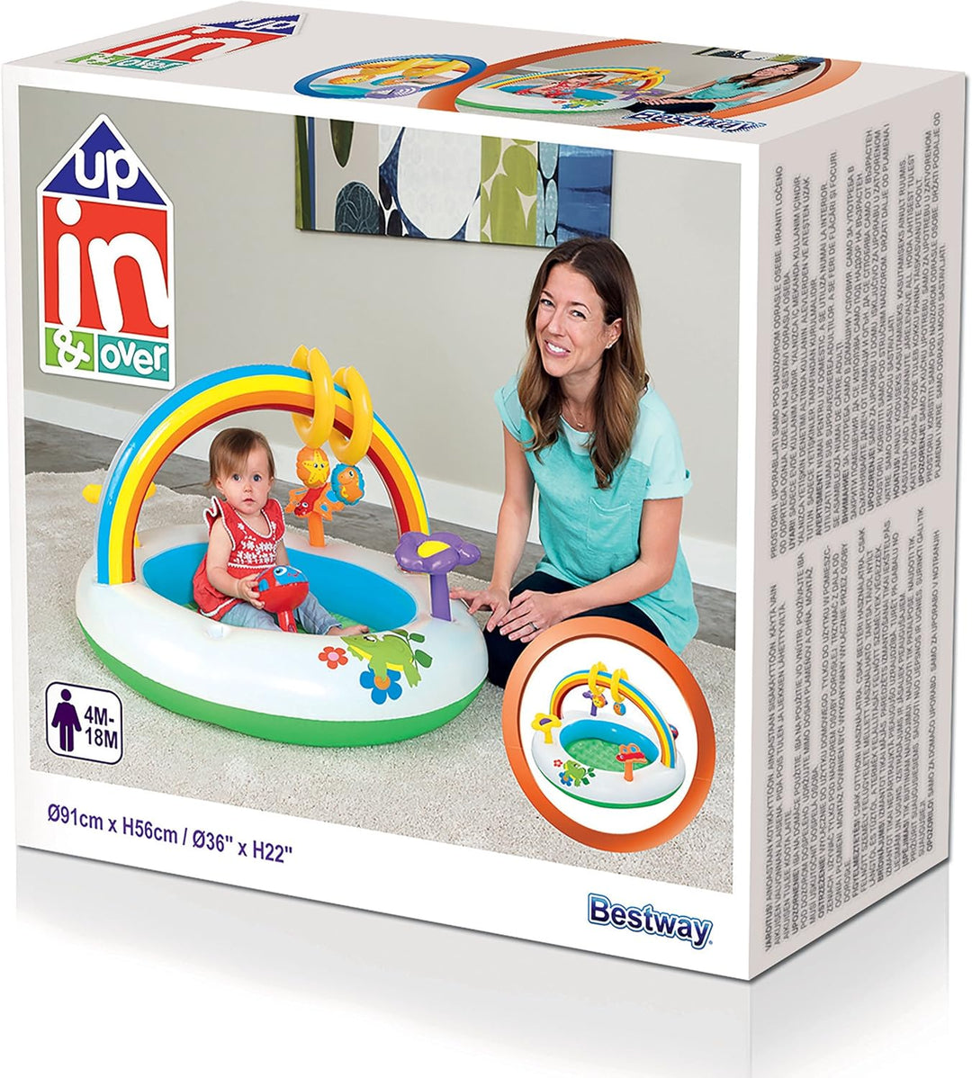 Bestway 52239 - Aufblasbares Up, in & Over Rainbow Go & Grow Activity Gym Spielcenter/ Mobile, Gröss