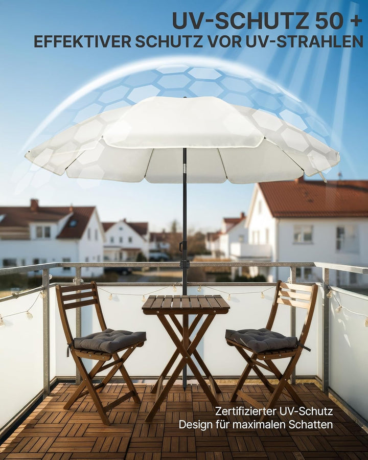 4smile Sonnenschirm Balkon Ø 160 cm SunnyJoy, Beige - UPF 50+ Strandschirm, sicherer Sonnenschirm St