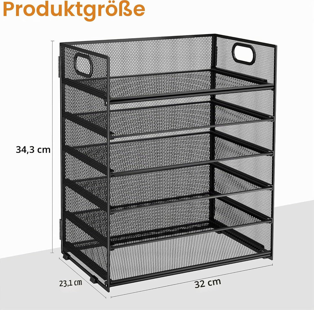 6 Ebenen Papier Organizer Briefablage Organizer, Mesh Metall Schreibtisch Akten Organizer mit Griff,