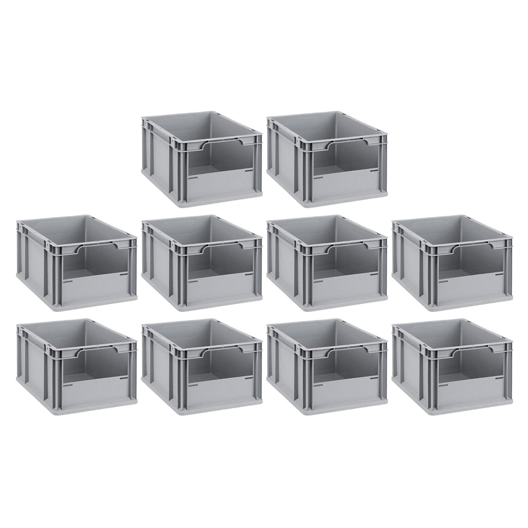 Mega Deal | 10x Proregal Eurobox NextGen Insight | Front offen | HxBxT 17x30x40 cm | Grau HxBxT 22x3