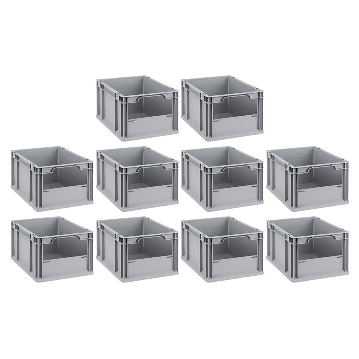 Mega Deal | 10x Proregal Eurobox NextGen Insight | Front offen | HxBxT 17x30x40 cm | Grau HxBxT 22x3
