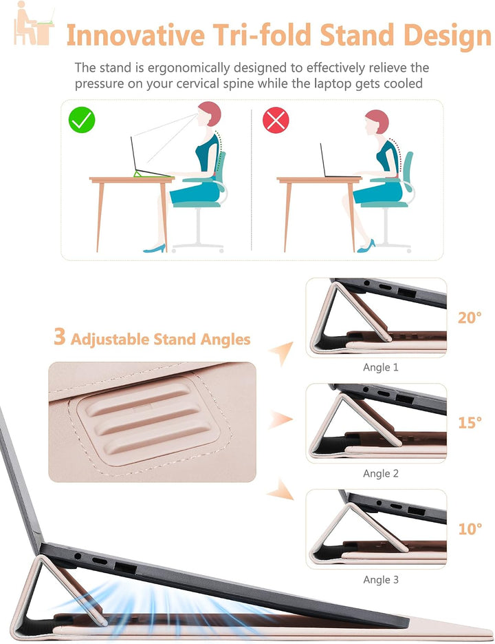 HYZUO 13 Zoll Laptop Hülle Tasche mit Einstellbarer Ständer für MacBook Air 13 M5 A3449 M4 M3 M2 M1