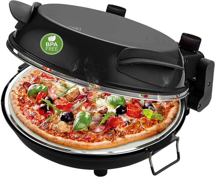 Emerio Pizzaofen, Platte aus feuerfestem Stein, backt Pizza in kurzer Zeit (auch für TK Pizza), 31.5