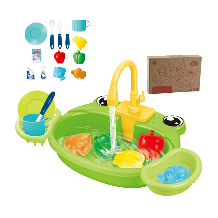 Spielküche mit fliessendem Wasser für Kleinkinder Rollenspielset mit drehbarem Wasserhahn Spielzeuge