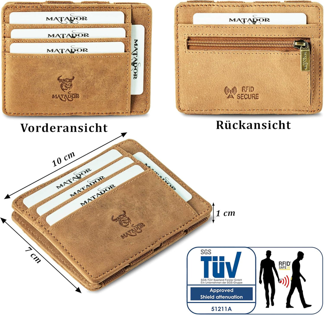 MATADOR Magic Slim Wallet Herren Leder Kreditkartenetui mit Münzfach | Karten Geldbeutel Geldtasche