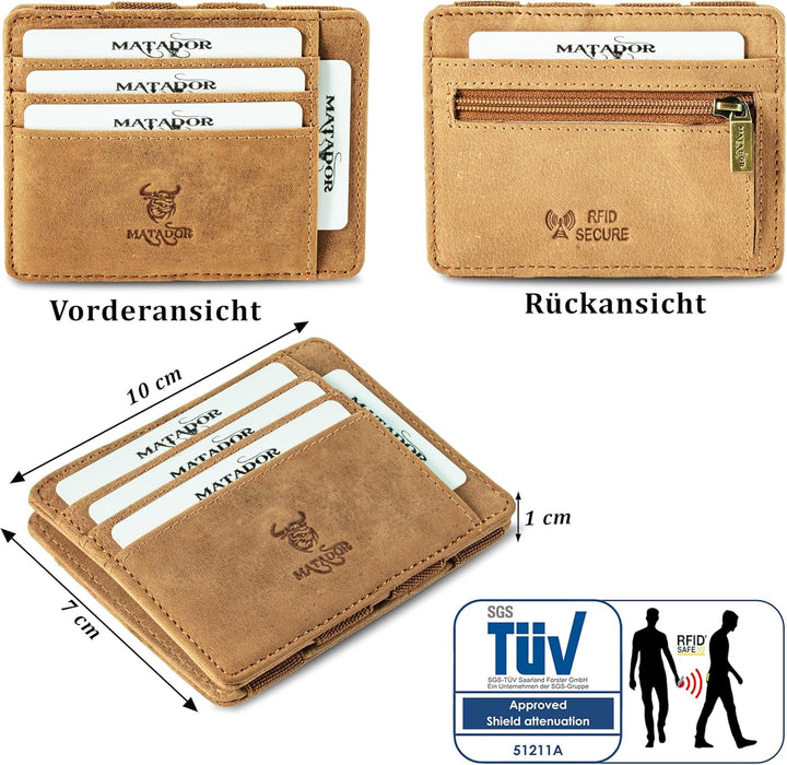 MATADOR Magic Slim Wallet Herren Leder Kreditkartenetui mit Münzfach | Karten Geldbeutel Geldtasche