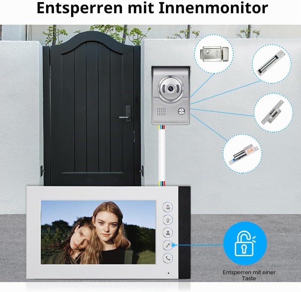 QttyElok 7-Zoll Farbe Verdrahtete Video Tür Telefon Gegensprechanlage Türklingel System für Home 700