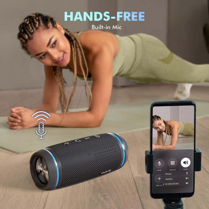 W-KING Bluetooth Lautsprecher, 36W Musikbox Tragbarer Bluetooth Box mit 360° Rundumklang, Kabellose