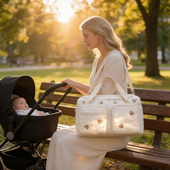 DAHI Wickeltasche für Mütter und Baby, Grosse Leicht Gepolsterte Multifunktionale Umhängetasche, Pas