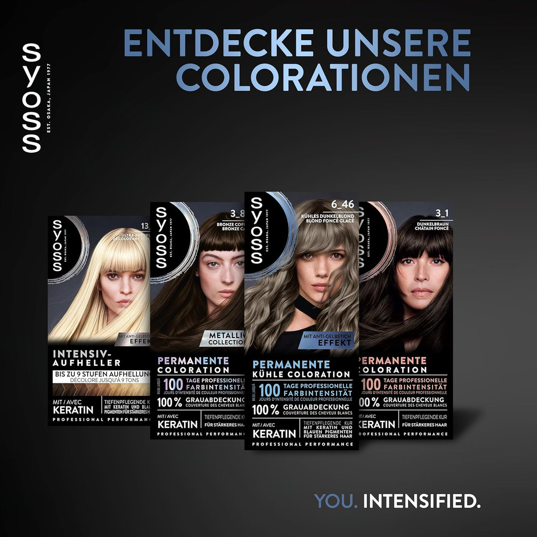 SYOSS Coloration 6_46 Kühles Dunkelblond (115 ml), permanente Coloration mit Keratin verleiht einen