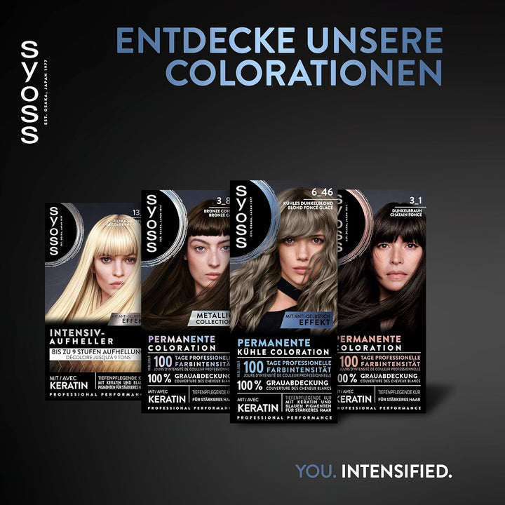 SYOSS Coloration 6_46 Kühles Dunkelblond (115 ml), permanente Coloration mit Keratin verleiht einen