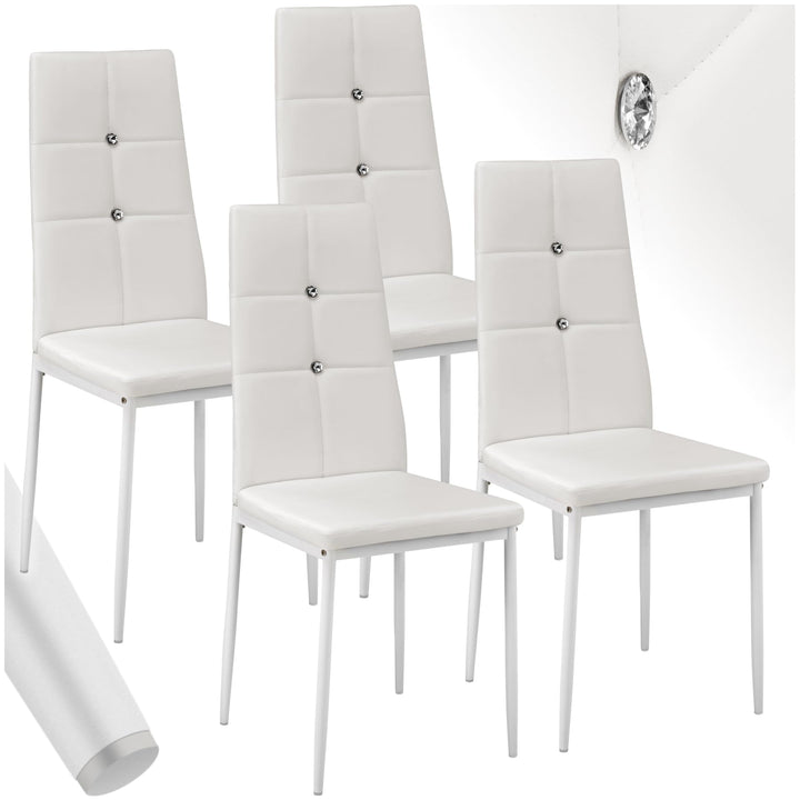 tectake Esszimmerstuhl 40x42x97cm | -Diverse Farben und Mengen- (4X Weiss | Nr. 402547), 4x Weiss |