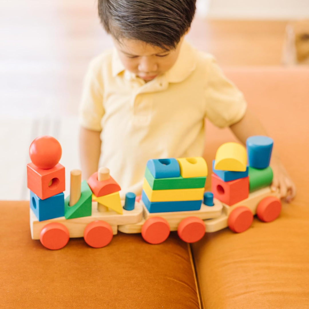 Melissa & Doug 10572 Zugspielset zum Stapeln, mehrfarbig, Zugspielset zum Stapeln