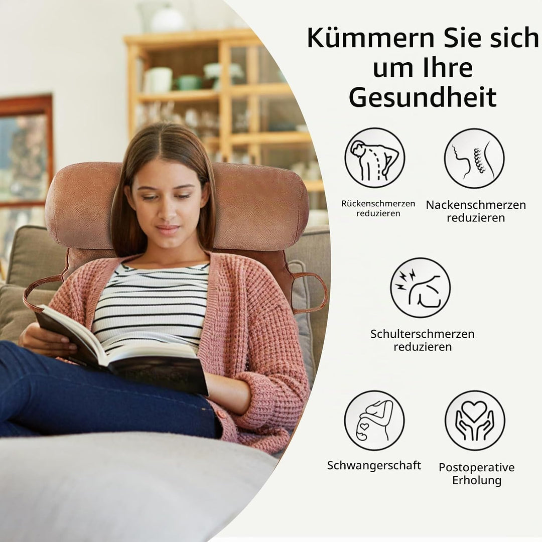 MINGPINHUIUS XL Lesekissen für Bett und Sofa mit Abnehmbarer Nackenrolle, Ideal Erwachsenen Rückenki