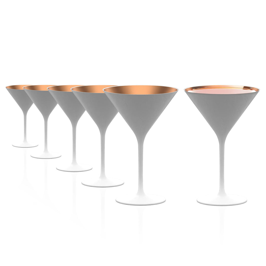 Stölzle Lausitz Cocktailschale Elements 240ml I Martini Gläser 6er Set I weiss-bronze I Cocktailgläs