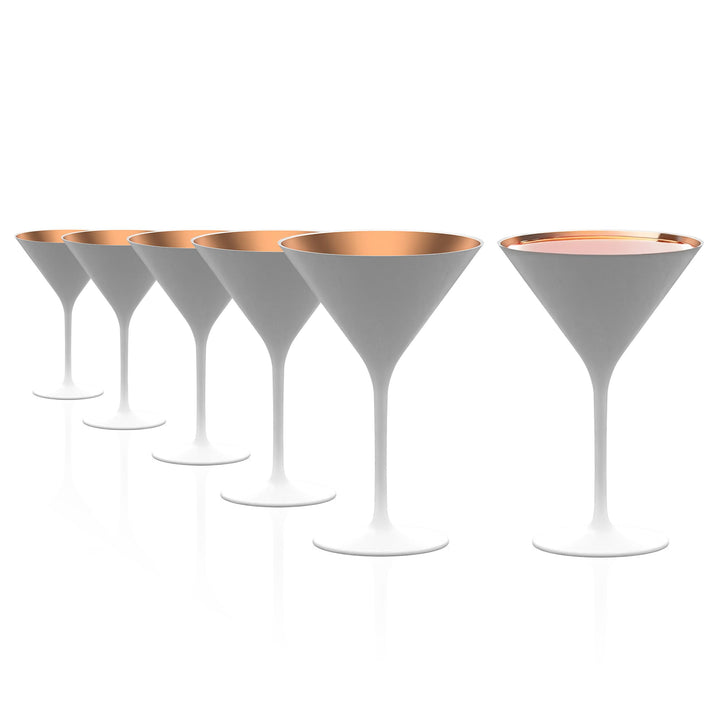 Stölzle Lausitz Cocktailschale Elements 240ml I Martini Gläser 6er Set I weiss-bronze I Cocktailgläs
