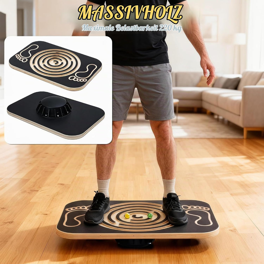 Balance Board Holz mit Integrierten Kugellabyrinth Wackelbrett für Alle Altersgruppen Gleichgewichts
