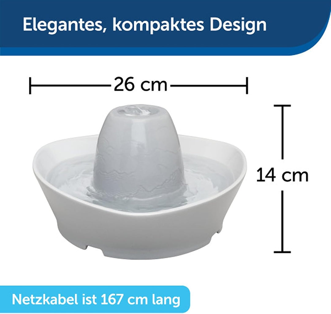 PetSafe Keramik-Trinkbrunnen Streamside, Für Katzen und kleine Hunde geeignet, Leiser Betrieb, 1,8 L