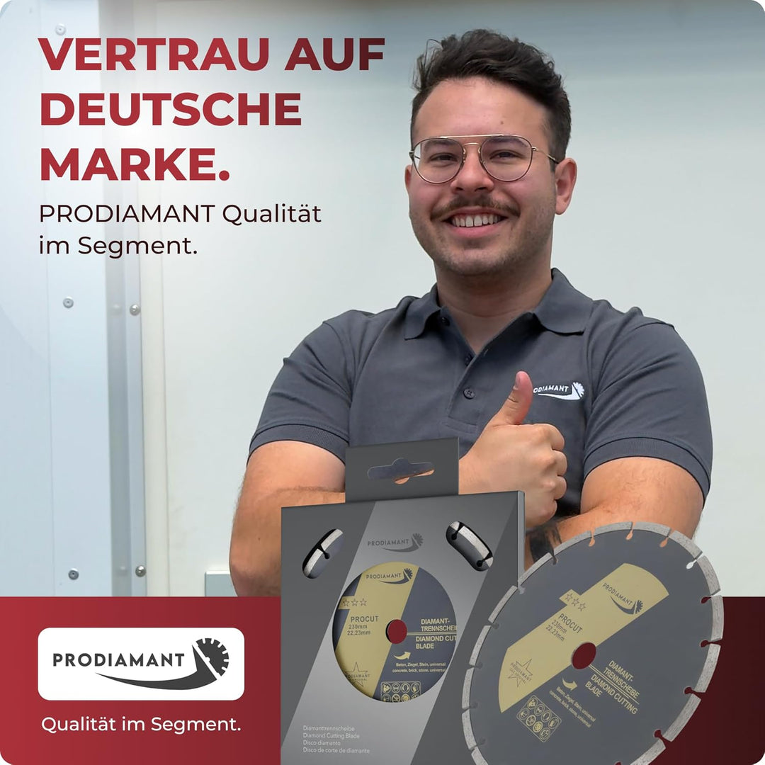PRODIAMANT Diamanttrennscheiben Set 2x 125mm universal Trennscheibe für Stein, Beton, Granit, Mauerw