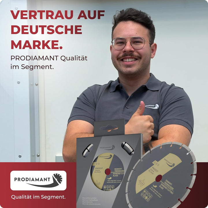 PRODIAMANT Diamanttrennscheiben Set 2x 125mm universal Trennscheibe für Stein, Beton, Granit, Mauerw