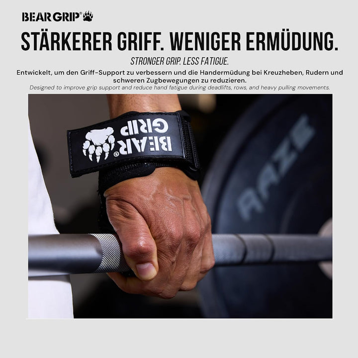 BEAR GRIP Multi-Grip-Riemen/Haken, hochwertige strapazierfähige Gewichthebergurte/Handschuhe. Grosse