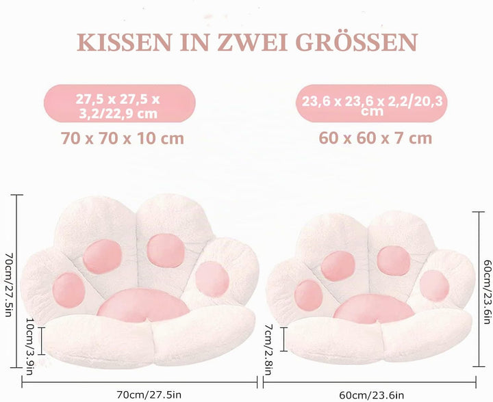 Gefüllte Katzenpfoten-Kissen-Sitzkissen, Katzenpfoten-Form Lazy Sofa Bürostuhlkissen, niedliche Cart