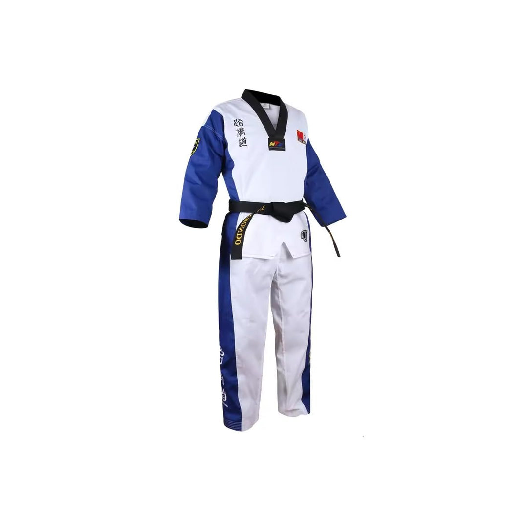 Taekwondo Gi Set DobokTaekwondo Standard Uniform TKD Anzug mit Gürtel Blau-Weiss 130, Blau-Wei&amp;