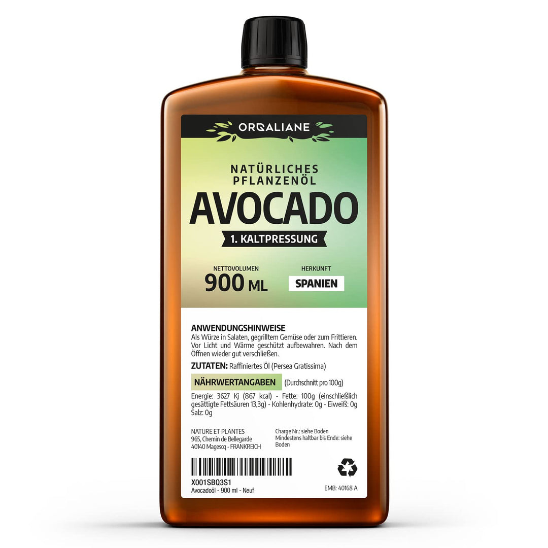 Avocadoöl 900ml - rein, natürlich, kaltgepresst, Avocado Oil zum Braten Grillen und als Würzöl oder