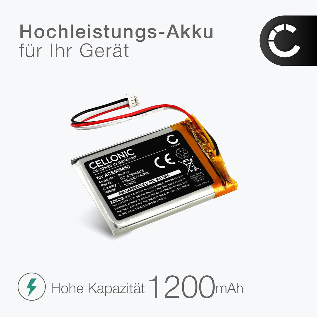CELLONIC, Akku für Headset kompatibel mit Razer Barracuda X (1200mAh, 3.7V) Ersatzakku FT603048P