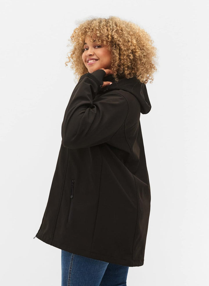 Zizzi Softshelljacke für Damen Grosse Grössen - Übergangsjacke Kurz - Atmungsaktiv, Winddicht &amp; Wass