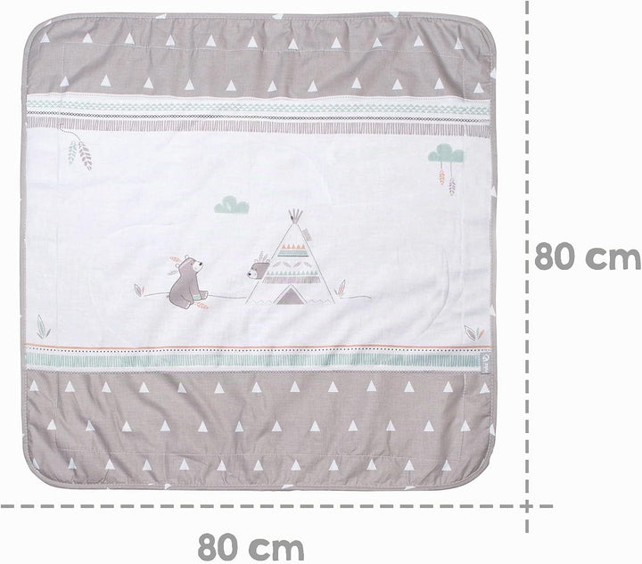 roba Babydecke Indibär - 80 x 80 cm - Decke zum Kuscheln, Krabbeln &amp; Spielen mit Bären Motiv - Kinde