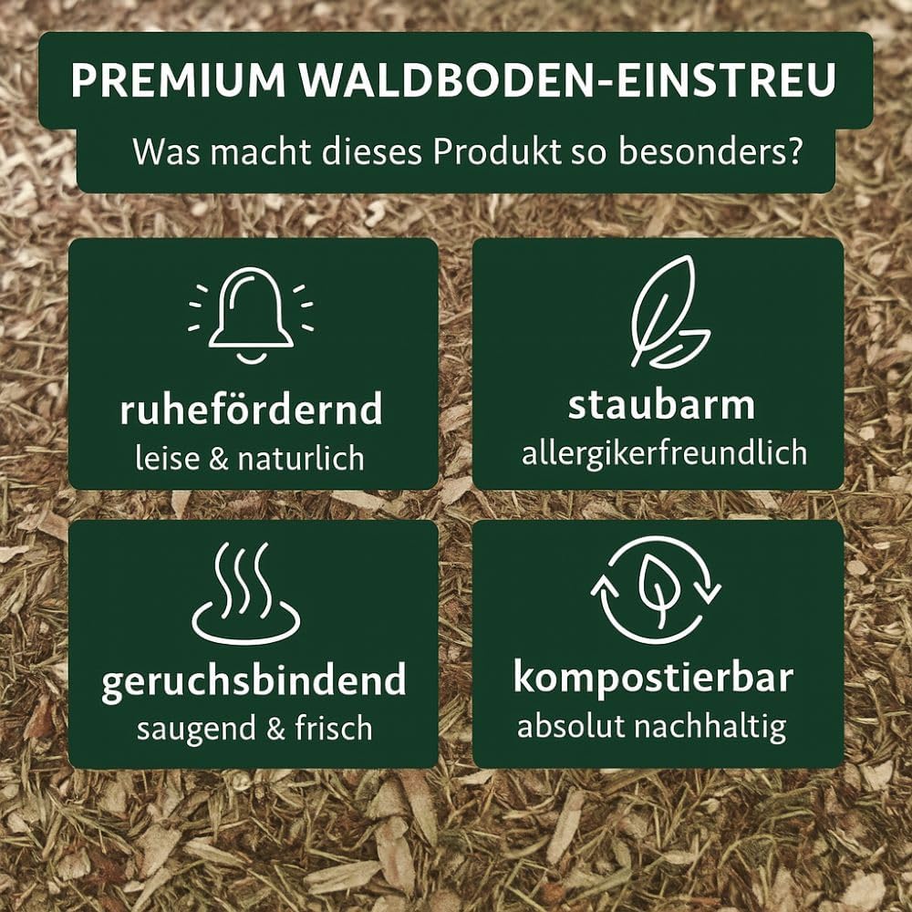 Waldboden-Einstreu 100L getrocknet – saugstark & naturbelassen – kompostierbar – staubarme Reptilien