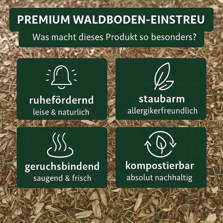 Waldboden-Einstreu 100L getrocknet – saugstark & naturbelassen – kompostierbar – staubarme Reptilien